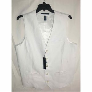 Perry Ellis Bright White Linen Blend Vest Big Tall